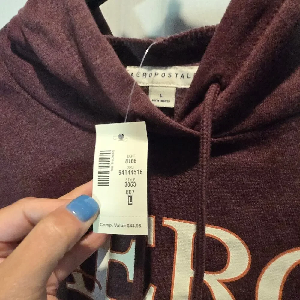 NWT Aero 87 hooded sweatshirt and cinch jogger pants sz L burgundy Y2K - Picture 8 of 9